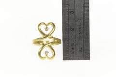 14K Yellow Gold Diamond Twist Heart Love Symbol Vintage Ring