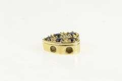 14K Yellow Gold Sapphire Diamond Heart Slide Bracelet Charm/Pendant