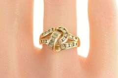14K Yellow Gold 0.72 Ctw Baguette & Round Diamond Knot Ring