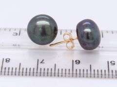Yellow Gold Button Pearl Stud Earrings