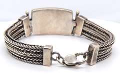 Vintage 925 Sterling Silver Smokey Quartz Multi Strand Bracelet
