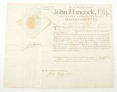1792 John Hancock Signed Military Appointment Moses Sergeant Moody LOA