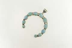 Sterling Silver Native American Larimar Horse Shoe Navajo Pendant