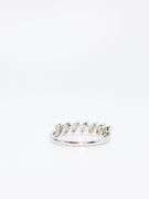 Slanted 18k White Gold Seven Diamond Cluster Set Ring