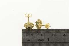 14K Yellow Gold Oval Sapphire Diamond Halo Vintage Stud Earrings