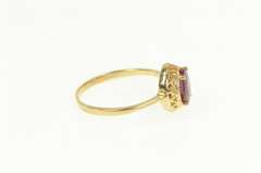 14K Yellow Gold Oval Natural Ruby Solitaire Filigree Vintage Ring