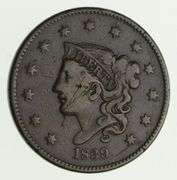 1839/36 Young Head Large Cent - Circulated