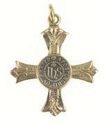 14K Yellow Gold Apostleship of Prayer Pope Prayer Cross Pendant