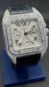 CARTIER SANNTOS 100 XL CHRONOGRAPH STAINLESS STEEL ICED OUT WATCH