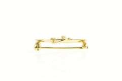 14K Yellow Gold 1960's Retro Diamond Swirl Scroll Statement Pin/Brooch