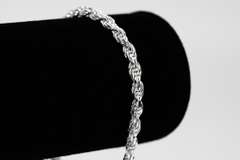 Sterling Silver Diamond-Cut Rope Chain 3.7mm Solid 925 Italy New Bracelet 8"