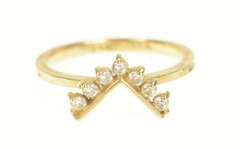 14K Yellow Gold Chevron Diamond Squared Wedding Band Ring