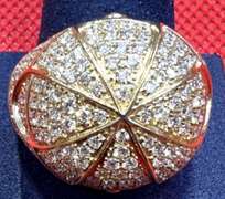 MENS 14K YELLOW GOLD AND DIAMOND DOME STYLE RING