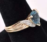 Cute Blue Topaz Ring In 14K Yellow Gold
