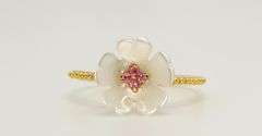 Beautiful Pearlescent Flower Ring with Topaz
