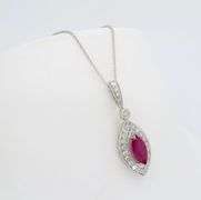 Stunning Marquise Ruby & Diamond Halo Necklace