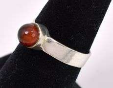 Amber Gem Ring In Sterling Silver