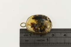 10K Yellow Gold Victorian Oval Dendritic Agate Cabochon Pendant