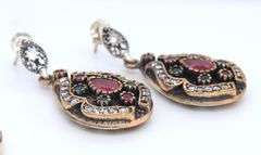 Lot of 2 Vintage 925 Sterling Silver Gemstone Dangle Earrings