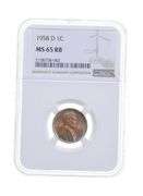 MS65 RB 1958-D Lincoln Wheat Cent - Graded NGC Rainbow Toned