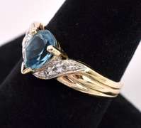 Cute Blue Topaz Ring In 14K Yellow Gold
