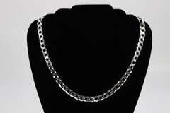 Men's 11.5mm Solid .925 Sterling Silver Flat Curb Chain Link Italy Necklace 24"