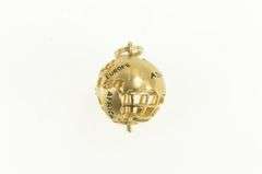 14K Yellow Gold 3D Ornate Hollow Globe World Map Travel Charm/Pendant