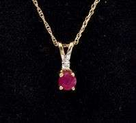 Elegant Ruby Pendant Necklace In 14K Yellow Gold