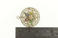 14K White Gold Deco Order of the Eastern Star Filigree Pendant/Pin