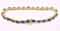 Elegant Blue Sapphire Tennis Bracelet In 14K Yellow Gold