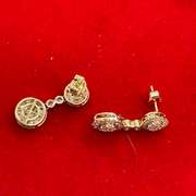 CERTIFIED 14K GOLD AND DIAMOND CLUSTER DROP EARRINGS
