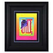 Flag with Heart on Blends III by Peter Max
