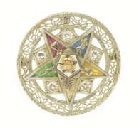14K White Gold Deco Order of the Eastern Star Filigree Pendant/Pin