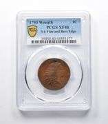 XF40 1793 Flowing Hair Large Cent Wreath S-6 Vine & Bars Edge PCGS
