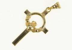 14K Yellow Gold Claddagh Celtic Motif Cross Christian Charm/Pendant