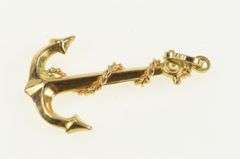 14K Yellow Gold 3D Anchor Nautical Sailing Ship Hope Symbol Pendant