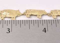Cute Fancy Link Pig Bracelet In Yellow Gold