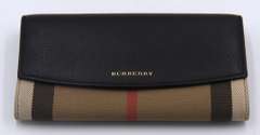 BUrberry Black Leather Check Wallet