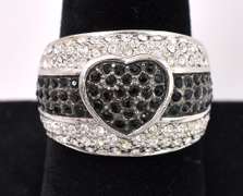Beautiful Black Heart Ring In Sterling Silver