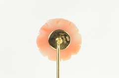 14K Yellow Gold Carved Pink Coral Rose Flower Vintage Pin/Brooch