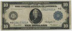 Desirable 1914 Series Large Size $10 Federal Reserve Note