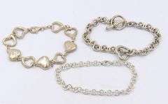 Group Lot of 3 Vintage 925 Sterling Silver Bracelets