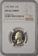 1967 SMS Washington Quarter NGC MS66 Cameo