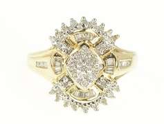 10K Yellow Gold 0.50 Ctw Diamond Encrusted Cluster Statement Ring