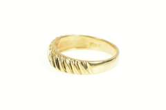 14K Yellow Gold 0.25 Ctw Diamond Grooved Wedding Band Ring