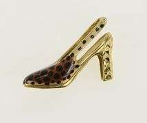 14K Yellow Gold Cheetah Leopard High Heel Sandal Shoe Charm/Pendant