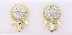 Glowing 10k Yellow Gold Anchor Earrings studded with Diamonds