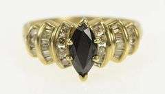 14K Yellow Gold Marquise Natural Sapphire Diamond Engagement Ring