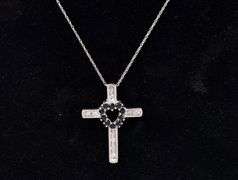 Heavenly Cross Pendant Necklace In 14K White Gold