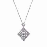 Beautiful platinum over 925 non tarnish sterling with center stone dancing pendant